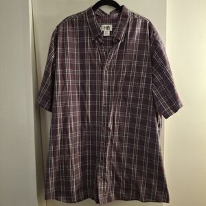 HB Men's Purple Plaid Short Sleeve Shirt